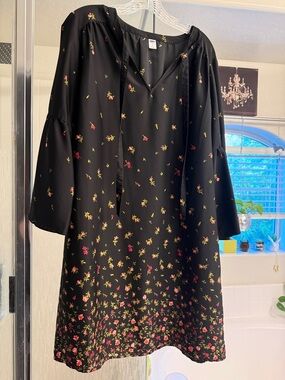 Old Navy Black Floral Dress SZ L